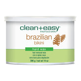 Clean+Easy Brazilian bikini hard wax container on a white background