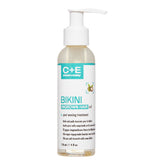 Bottle of C+E bikini ingrown hair oil on a white background