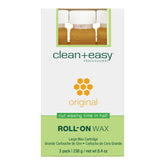 Clean + Easy roll-on wax packaging on a white background