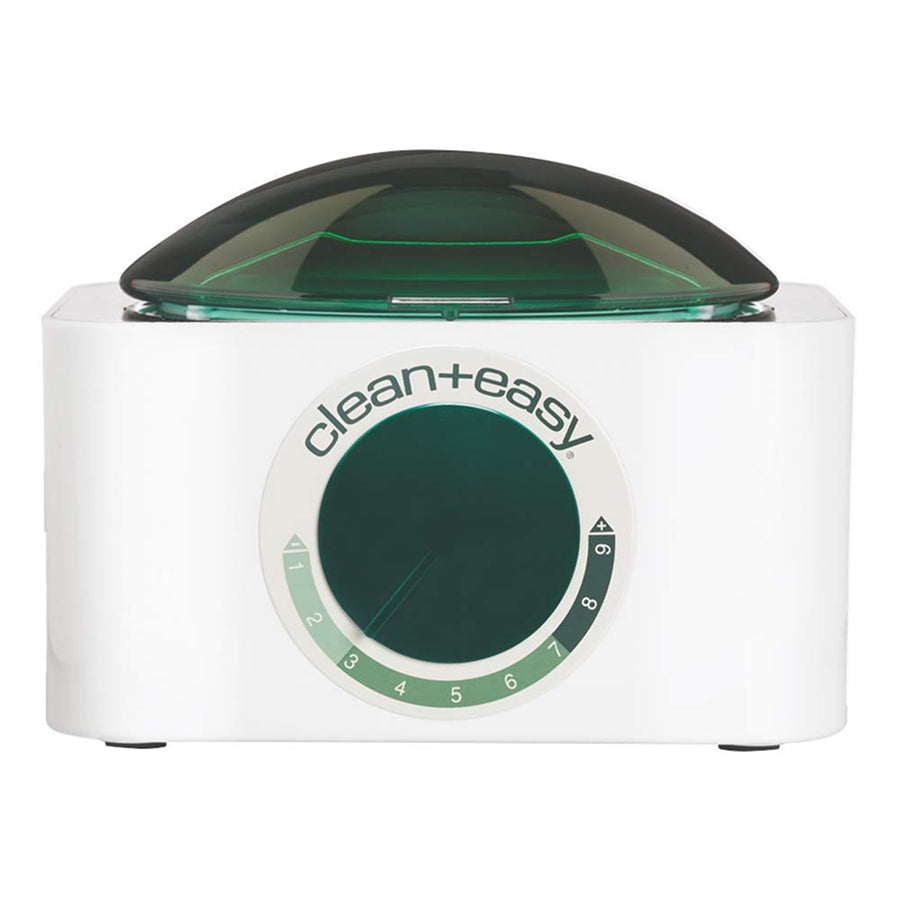White electronic device with green accents labeled 'clean+easy' on a white background
