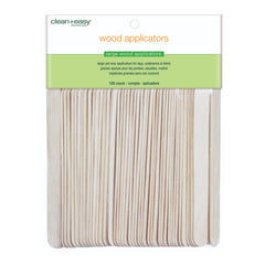 Pack of wood applicators with 'clean+easy' branding on a white background