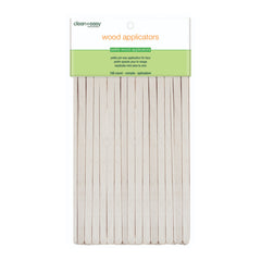 Pack of wood applicators with a green label on a white background