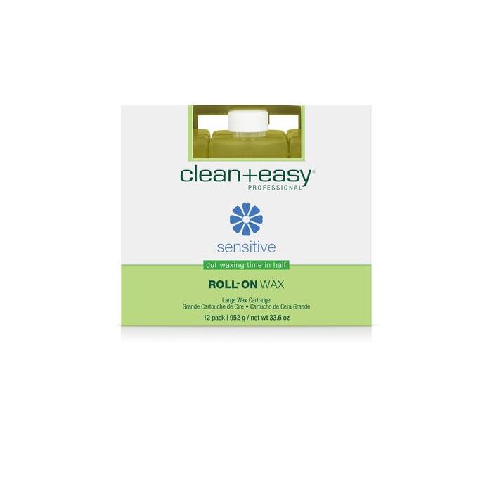 Clean + Easy Sensitive Roll-On Wax 12 Pack – Large wax cartridges for sensitive skin, designed for quick and efficient hair removal.