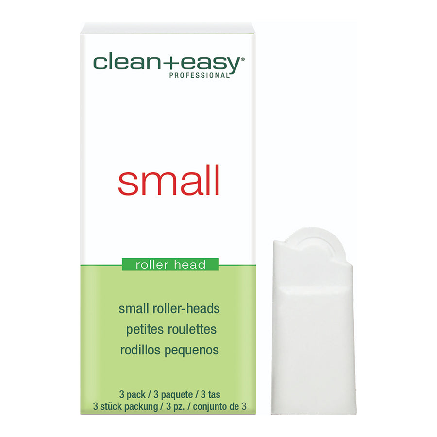 Box of clean+easy small roller heads with a white roller head on a white background