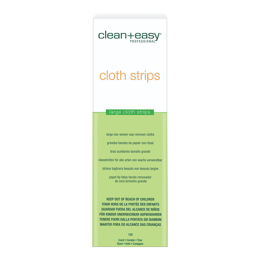 Box of clean+easy cloth strips on a white background