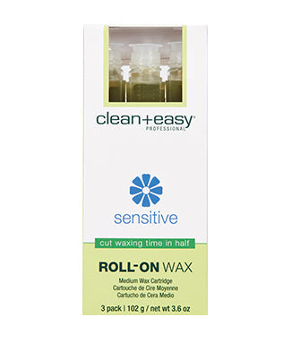 Packaging in the front view of a medium sensitive wax cartridge with label text