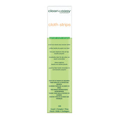 Packaging of clean+easy cloth strips on a white background