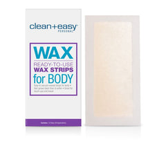 Clean + Easy Ready-To-Use Wax Strips for Body – Pre-waxed strips for smooth skin, ideal for travel and touch-ups, easy to use at home.