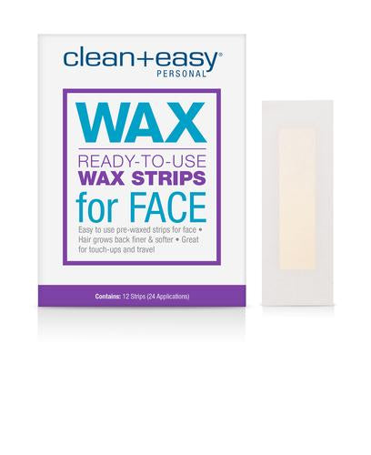 Frontage illustration of hair remover pack with sample wax strips on the side