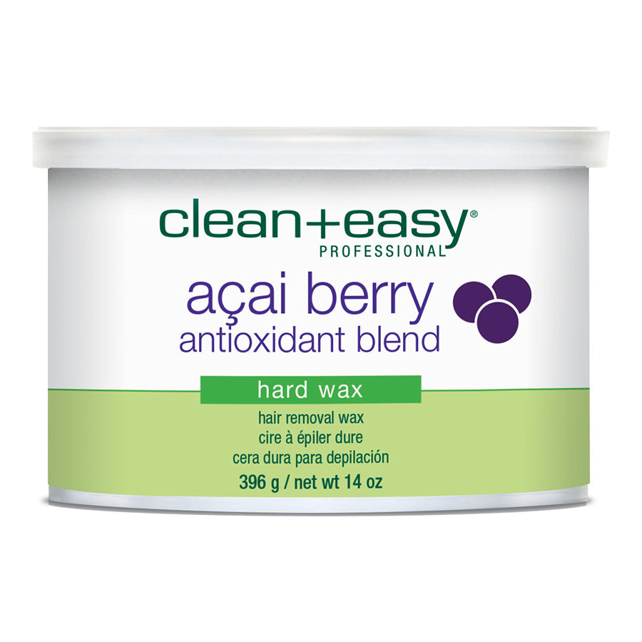 Clean+Easy acai berry hard wax container on a white background