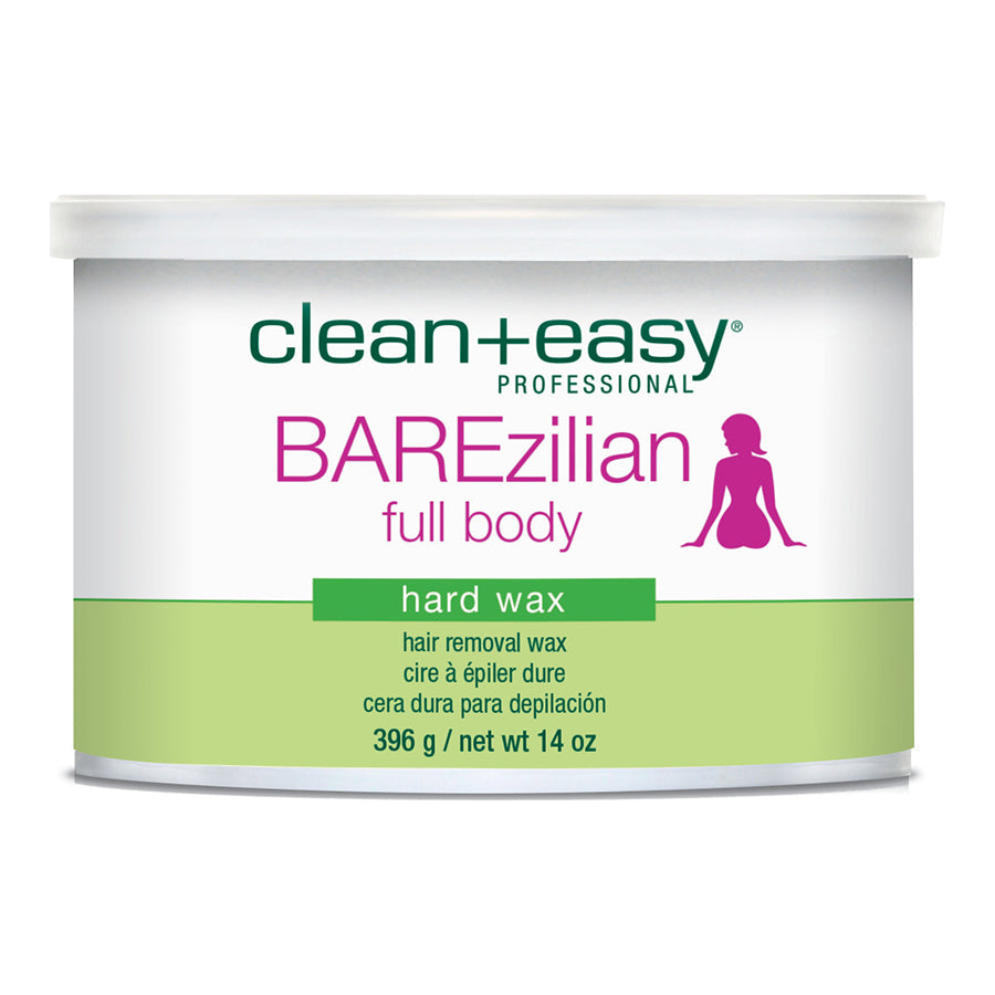 Clean+Easy Barezilian full body hard wax container on a white background
