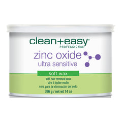 Clean+Easy Professional zinc oxide ultra sensitive soft wax container on a white background