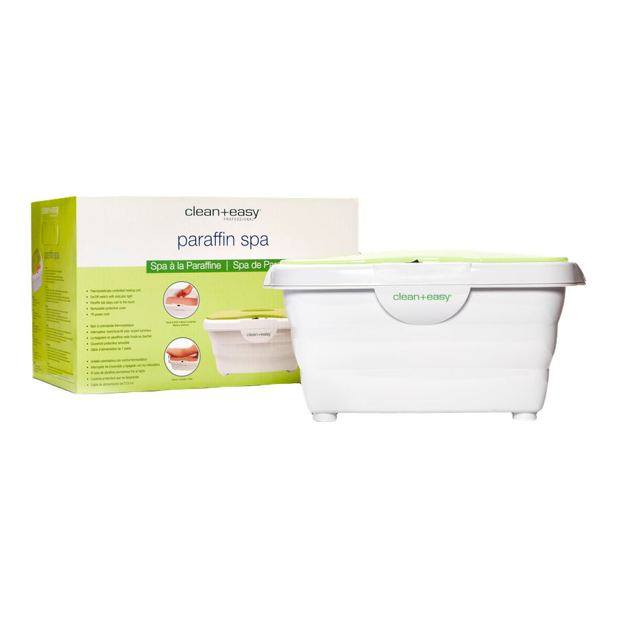 White paraffin spa with green and white packaging on a white background
