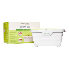 White paraffin spa with green and white packaging on a white background