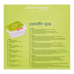 Clean+Easy paraffin spa packaging with product image and text on a green background