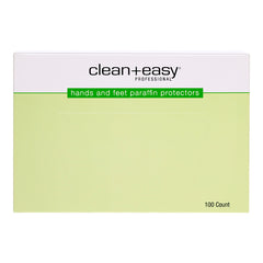 Box of clean+easy hands and feet paraffin protectors on a white background