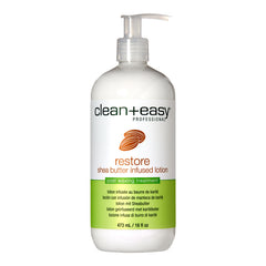 Clean+Easy Restore Shea Butter Lotion bottle on a white background