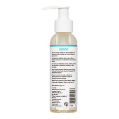 Bottle of 'Bikini' product with pump dispenser on a white background