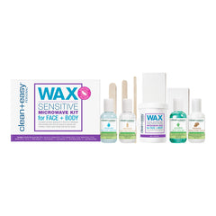Clean+Easy Wax Sensitive Microwave Kit for Face and Body on a white background