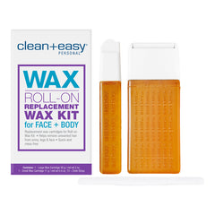 Wax roll-on replacement wax kit with packaging on a white background