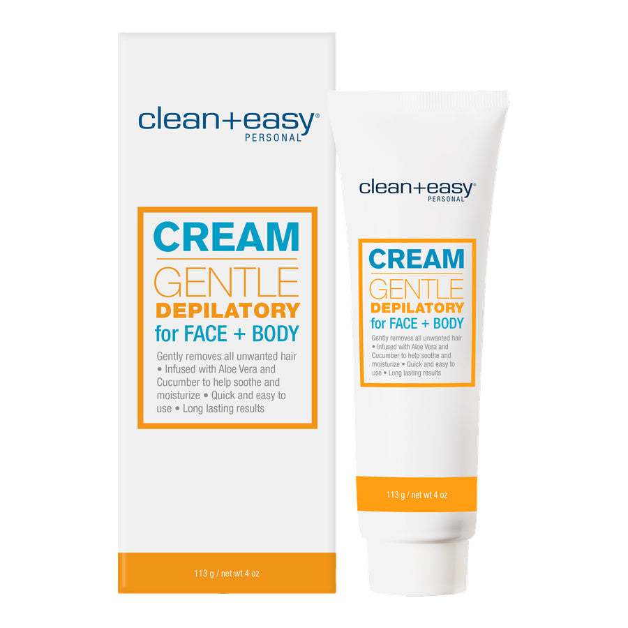 Clean+Easy gentle depilatory cream packaging on a white background
