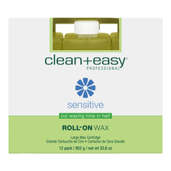 Box of clean+easy professional roll-on wax with a green background