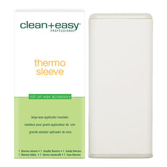 clean+easy thermo sleeve roll on wax accessory packaging and product on a white background