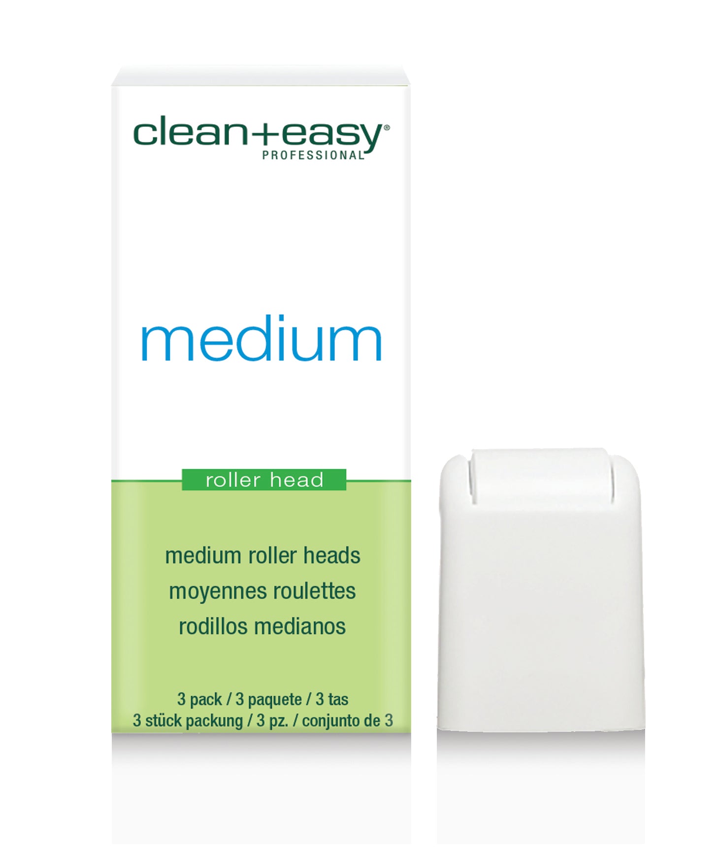 Box of clean+easy professional medium roller heads on a white background