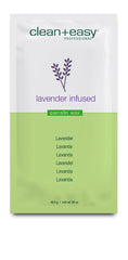 Front view of  16-ounce sealed pack of clean+easy heat therapy moisturizer in Lavander infused variant