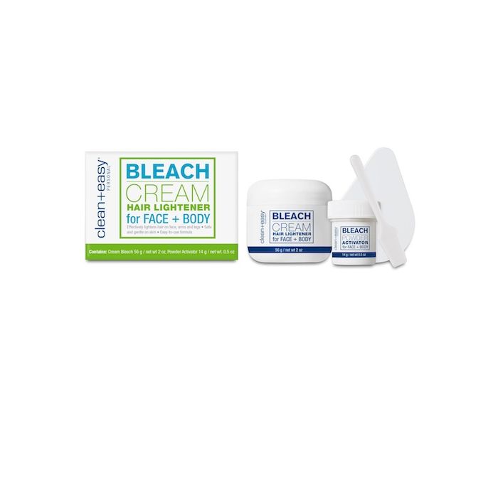 Clean + Easy Bleach Cream Kit – Face and body hair lightener with powder activator. Safe and easy-to-use bleaching solution.