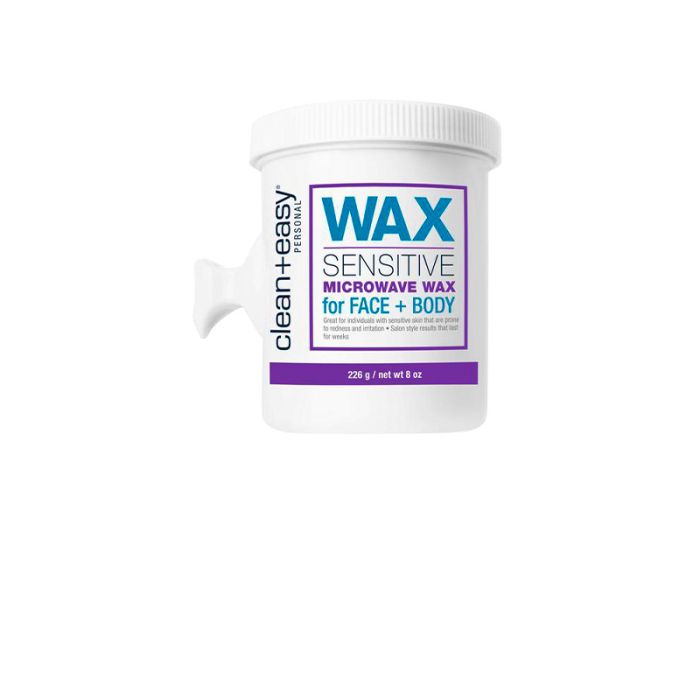 Clean + Easy Wax Sensitive Microwave Wax – 8 oz microwaveable wax for face and body. Formulated for sensitive skin and easy hair removal.